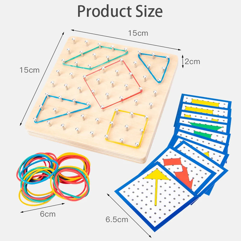 Ensemble de jouets mathématiques en bois pour enfants, bande de caoutchouc de forme géométrique, jeu de planche à air, jouet éducatif créatif Montessori, cadeau de noël fin