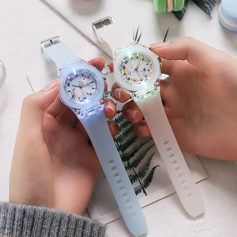 UTHAI C22 montre pour enfants montres brillent la nuit Quartz horloge numérique bracelet en Silicone mignon filles école primaire