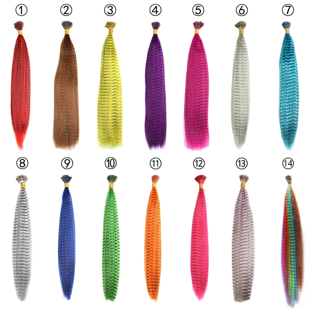 16-inch Synthetic Feather Hair Extensions, 50 Strands/Pack, Colored Hair Extensions, Colored Feather Hair Extensions for Women