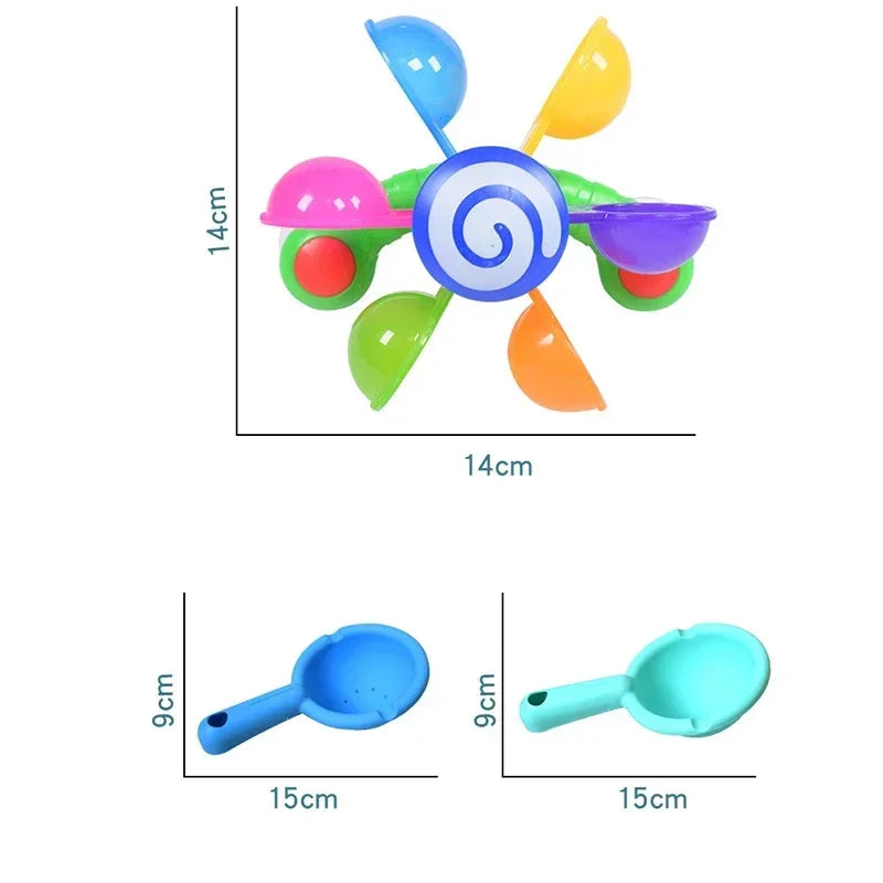 Moulin à vent arc-en-ciel pour tout-petits, ventouse de bain, jouet de pulvérisation d'eau, roue à eau colorée, ensemble de jouets de bain pour bébé, jouet d'arrosage de douche