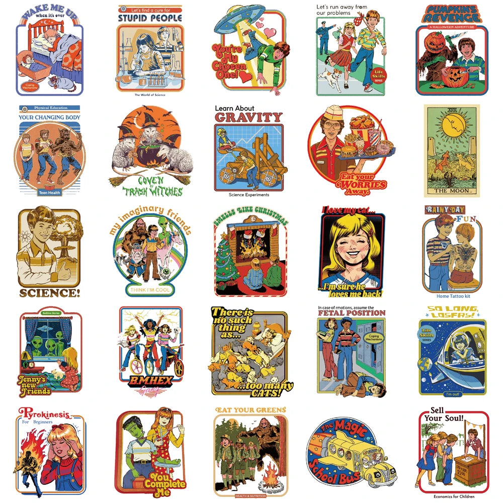 50 Pieces Creative Humorous Retro Decorative Stickers Phone Case DIY Decoration Notebook Water Cup Phone Case Custom Stickers
