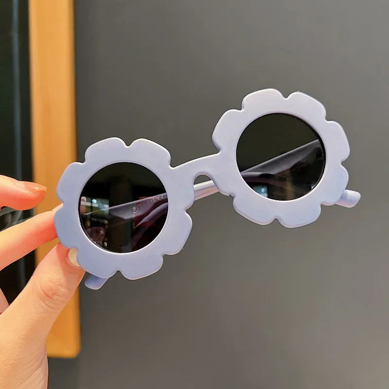 Lunettes de soleil mignonnes à fleurs pour enfants, cadre pour documents bonbons, protection UV extérieure pour garçons et filles