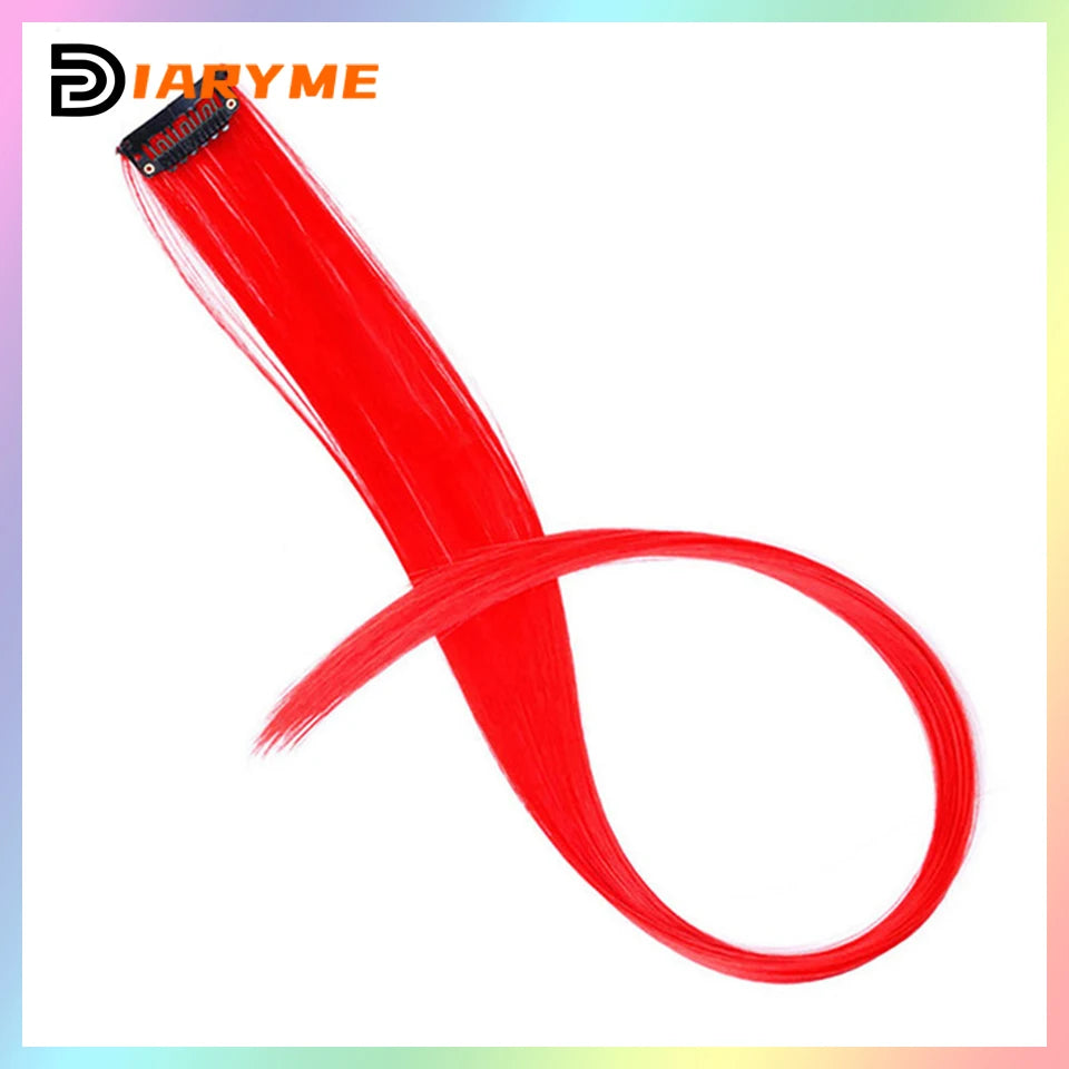 Colorful curly synthetic hair extensions for girls, long clip-in hairpiece, multicolored party strands, wig piece, for women and children