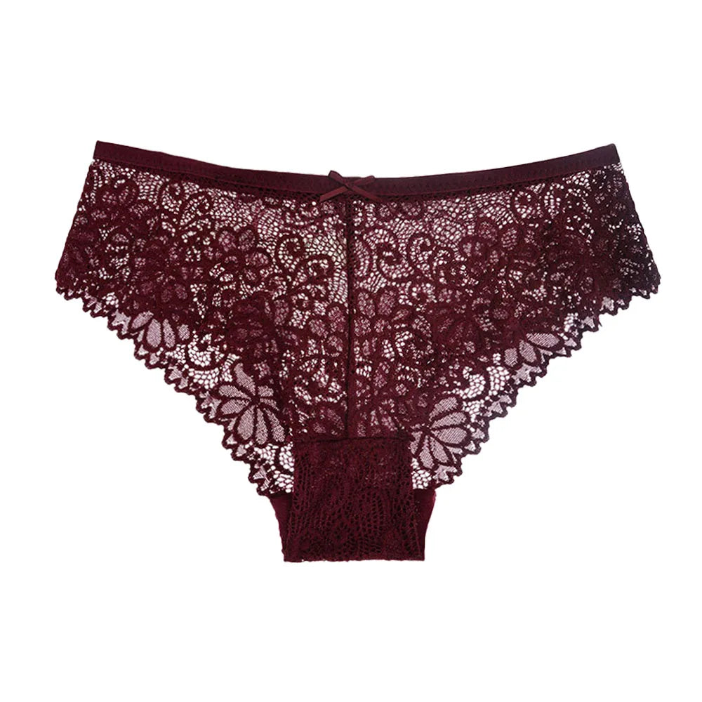 5 pièces/ensemble slips en maille M-2XL culottes en dentelle sous-vêtements transparents Sexy culottes taille basse filles intimes Lingeri