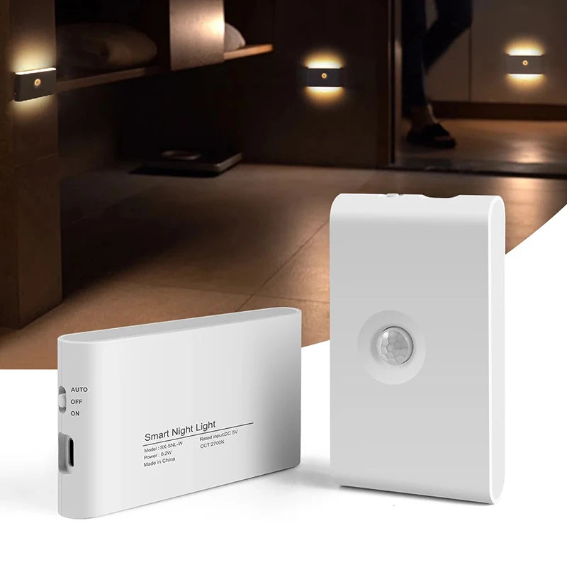 Veilleuses LED à détecteur de mouvement intelligent, Protection des yeux, lampe de chevet, éclairage d'armoire pour chambre à coucher, salle de bain, couloir, Camping