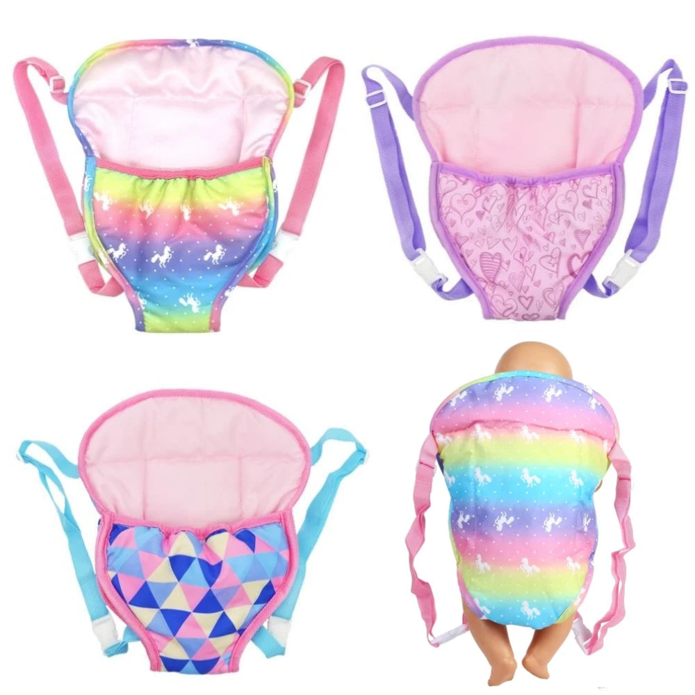 Sac à dos porte-poupée en peluche pour poupée, accessoires de poupée, porte-avant/arrière avec sangles, accessoires de poupée pour nouveau-né de 43cm, paquets sortants