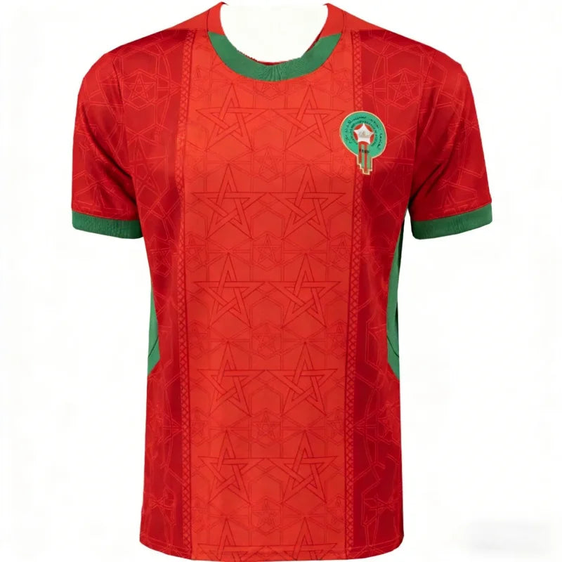 Maillot de football domicile 2026 drapeau marocain pour supporters, imprimé 3D, à manches courtes, t-shirt de sport pour enfants, séchage rapide, entraînement