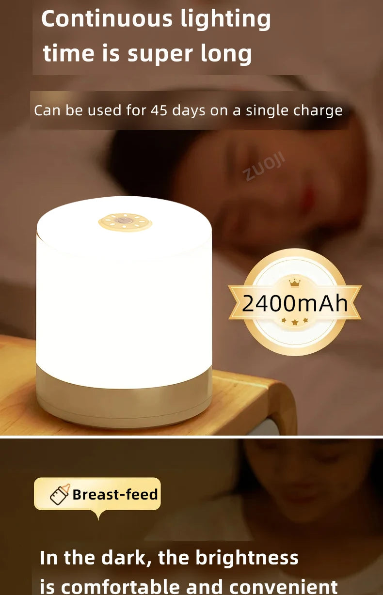Veilleuse LED à capteur tactile pour enfants, lumière à intensité variable en continu, à côté de la lampe, chargement USB, lampe de table, veilleuse pour bébé, chambre à coucher