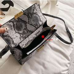 Women's PU leather shoulder bag, snakeskin pattern, square messenger bag, women's tote bag, insider bags, luxury brand, 2023 