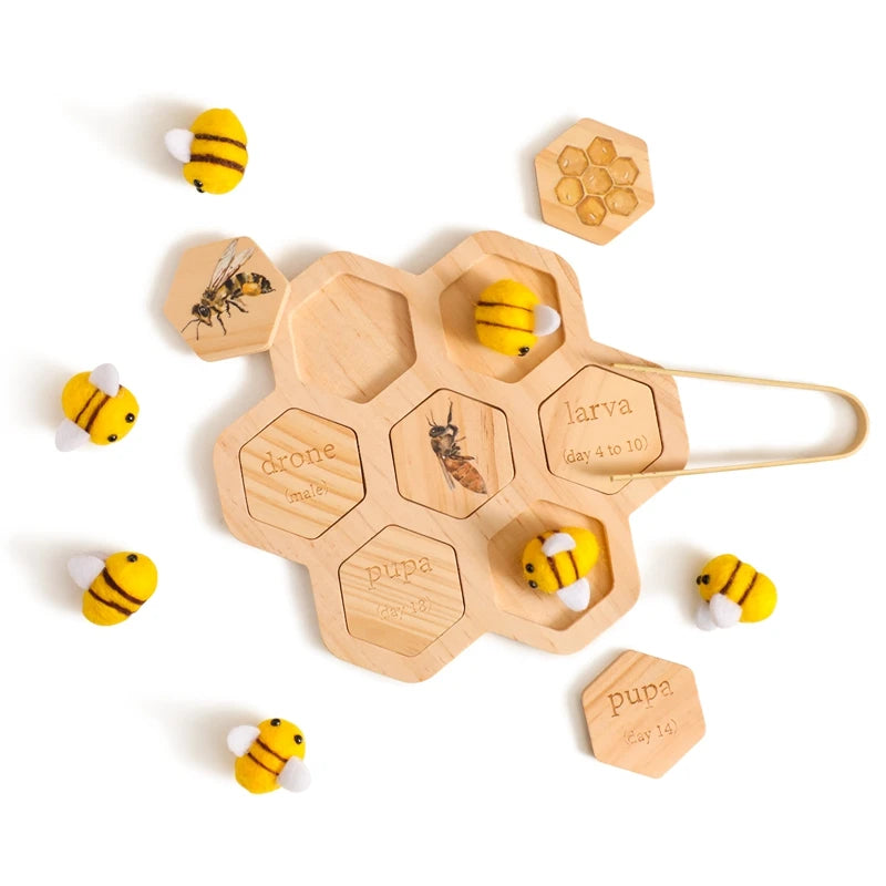 Puzzle en bois abeille jouets Montessori jouets pour bébé motricité Fine jouet bébé 0 12 mois jeux assortis jouets éducatifs précoces cadeau