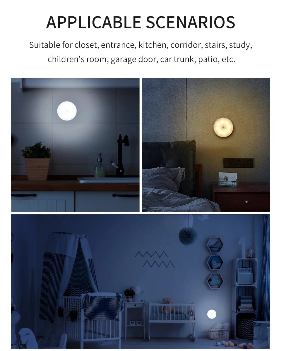 Lampe intelligente avec détecteur de mouvement, Rechargeable par Usb, lumière blanche chaude pour cuisine, escaliers, couloir, placard, chambre à coucher