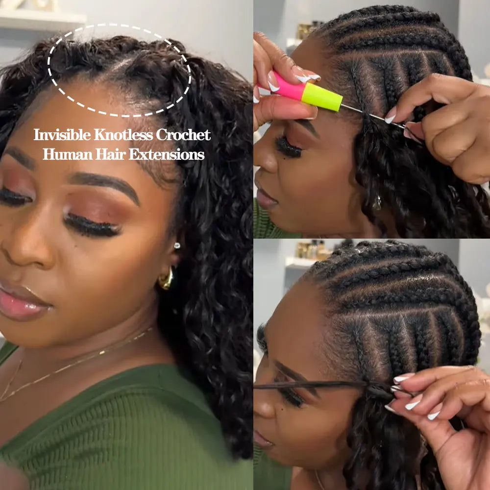 Crochet cheveux humains sans noeud pré-séparés Extensions de cheveux au Crochet Extensions de cheveux de plumes crépus birmans bouclés 100% cheveux humains