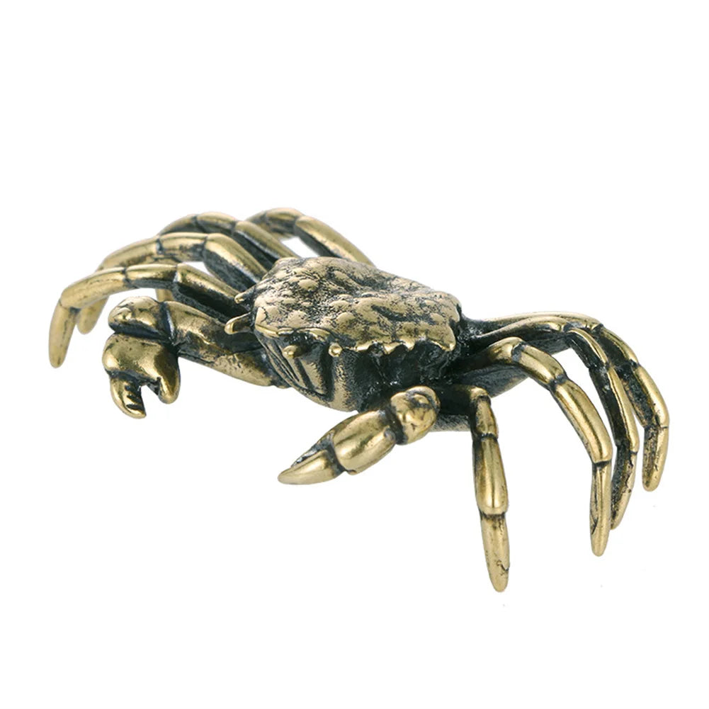 Pure brass crab figurines, mini animal statues for office, living room, antique miniature animal figurines, home decoration