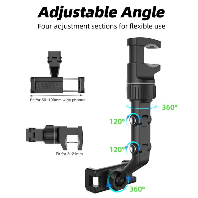 Support de téléphone de voiture multifonctionnel rotatif à 360 degrés, support de rétroviseur automatique, support de téléphone portable pour voiture