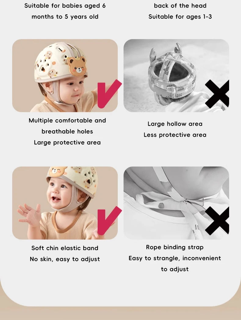 Chapeau de casque pour bébé, léger, Anti-Collision, Anti-chute, protection de marche rampante, chapeaux de protection de tête réglables pour nourrissons et enfants