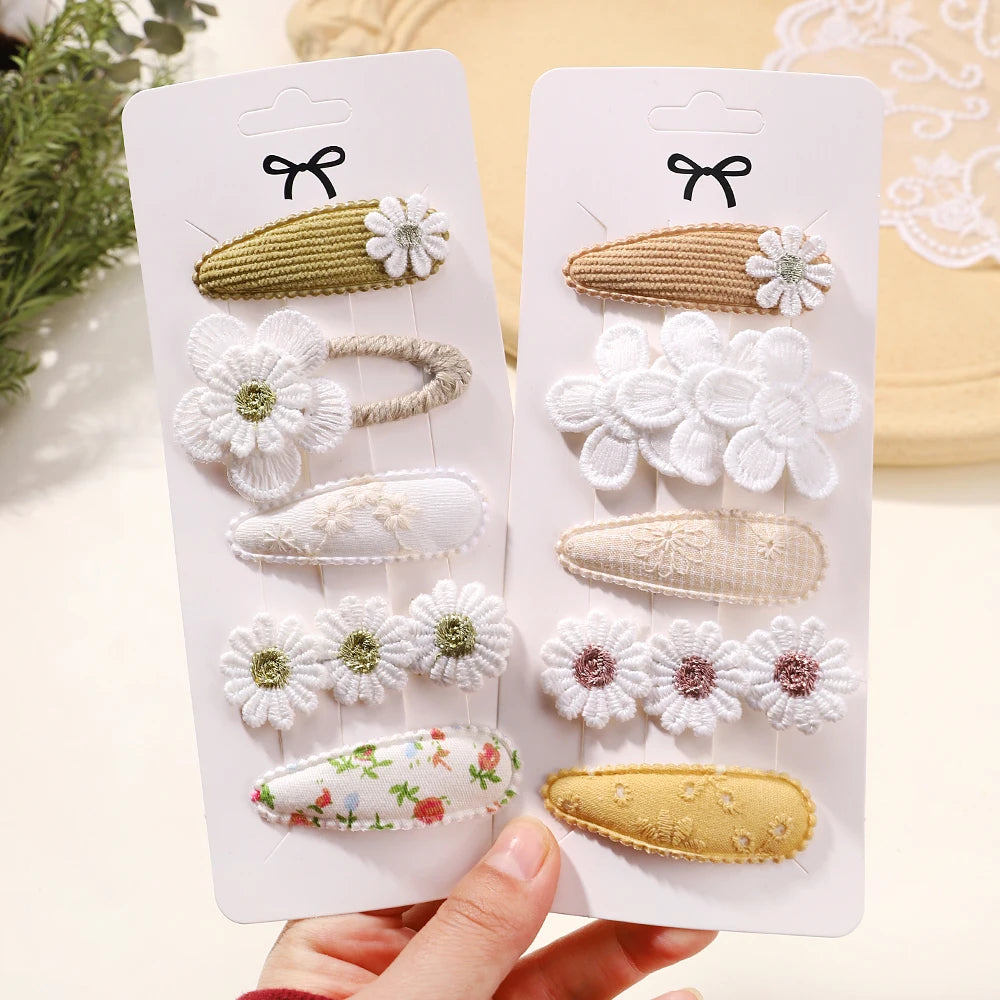 Enfants frais pince à cheveux ensemble fleur imprimé doux papillon épingles à cheveux enfants BB cheveux frange Clips Barrettes fille accessoires chapeaux
