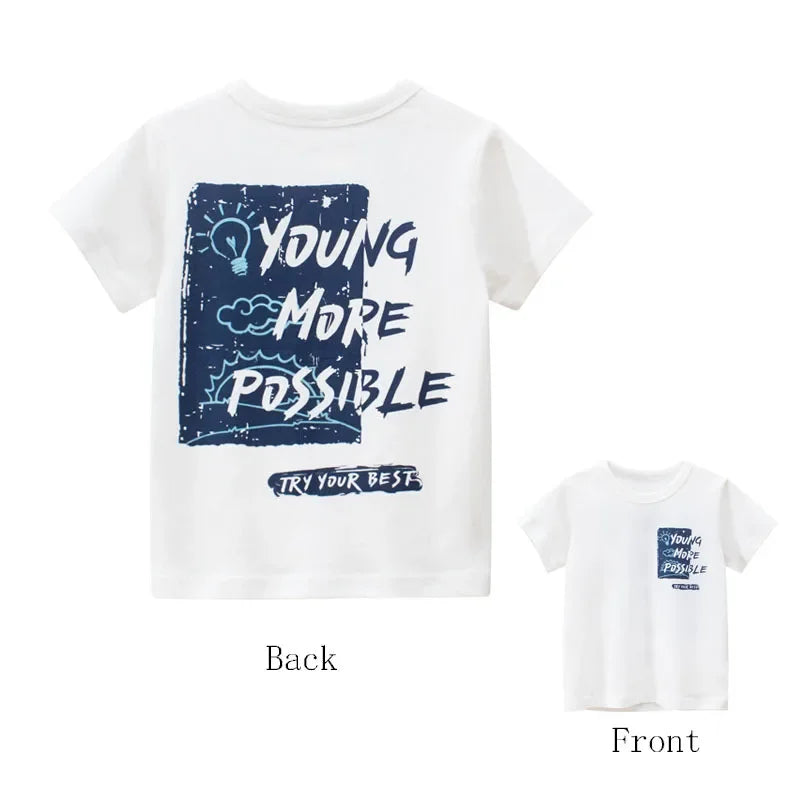 Vêtements d'été en coton pour bébés garçons et filles, t-shirt à manches courtes imprimé graffiti, haut pour enfants, tenue pour bébé, 2-8T