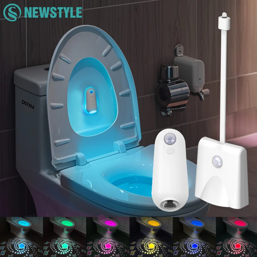 Capteur de mouvement intelligent veilleuse projecteur LED lumières de toilette USB Rechargeable lampe de pied colorée applique murale pour salle de bain couloir