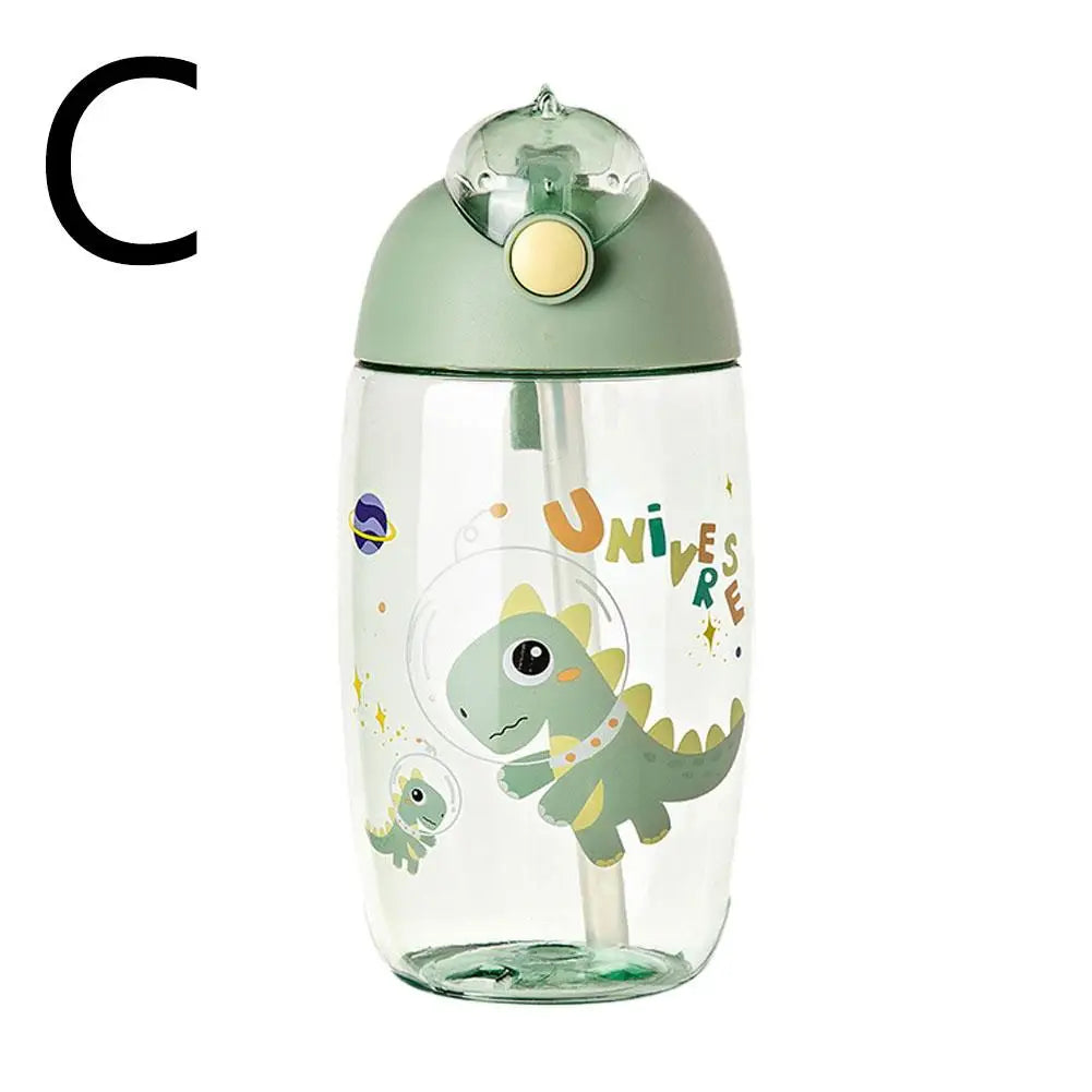 Bouteille d'eau dinosaure pour enfants avec paille en silicone, bouteille d'eau en plastique, tasse d'été pour enfants, 500ml