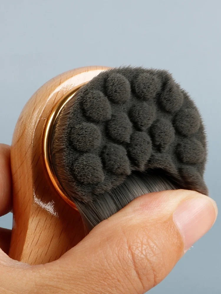 Brosse de lavage du visage en bois, manche en hêtre, manche en bambou, lavage manuel du visage
