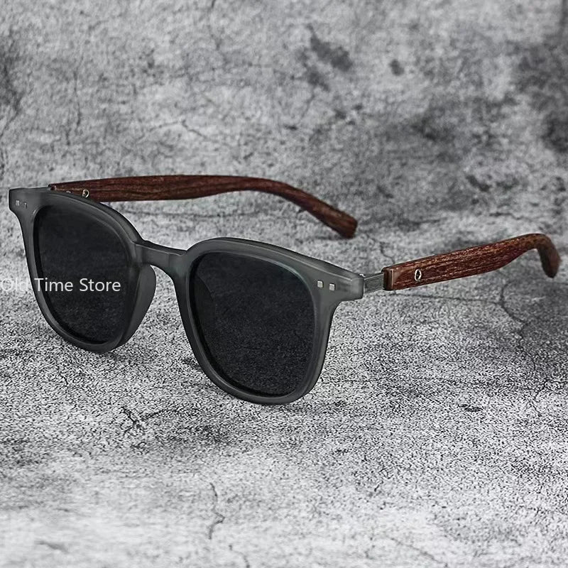 Lunettes De soleil classiques à jambes miroir en Grain De bois pour hommes, petite monture carrée, lunettes De haute qualité pour femmes, UV400 Oculos De Sol