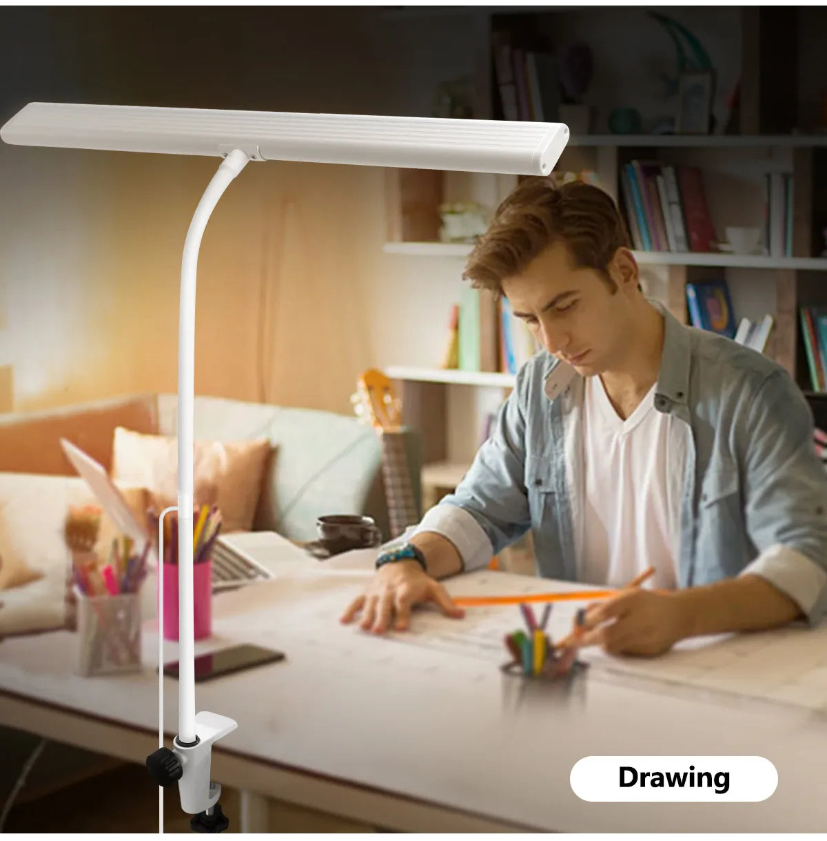 Adjustable flexible gooseneck LED desk lamp, eye-friendly desk lamp, stepless dimming, home office