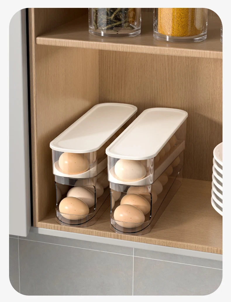 Boîte à œufs de Type coulissant, Double rouleau à œufs automatique, porte latérale du réfrigérateur, stockage des œufs, comptoir de cuisine, porte-œufs
