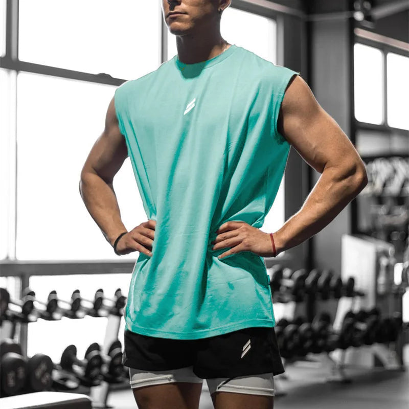 Camiseta deportiva sin mangas para hombre, chaleco de secado rápido, transpirable, ample, pour entraînement, Verano