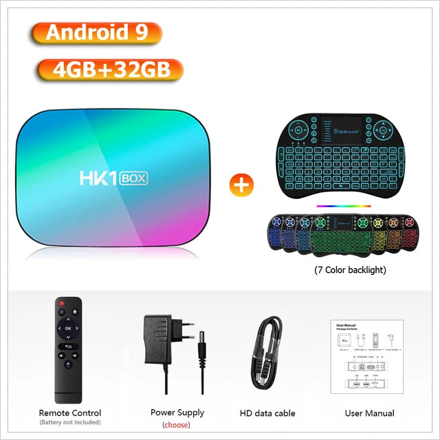 Boîtier TV intelligent Android 9.0 4K 100m 1080P HK1 boîtier amlogic S905X3 double WiFi 4GB RAM 32GB 64GB ROM HK1BOX décodeur