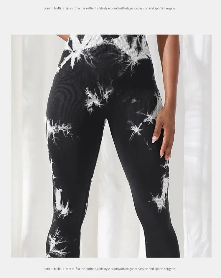 Femmes sans couture cravate colorant Yoga Leggings taille haute Fitness Sexy mode Leggings exercice course levage fesses cyclisme Leggings