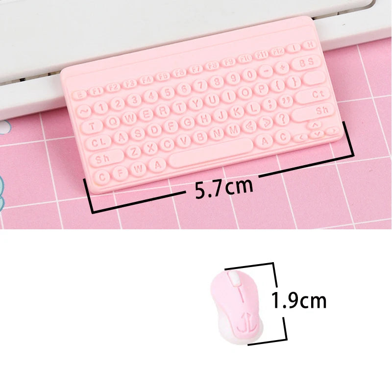 Clavier/souris sans fil Miniature, accessoires d'ordinateur pour poupée, maison de poupée 1/12, ornement de bureau/salle de sport électronique