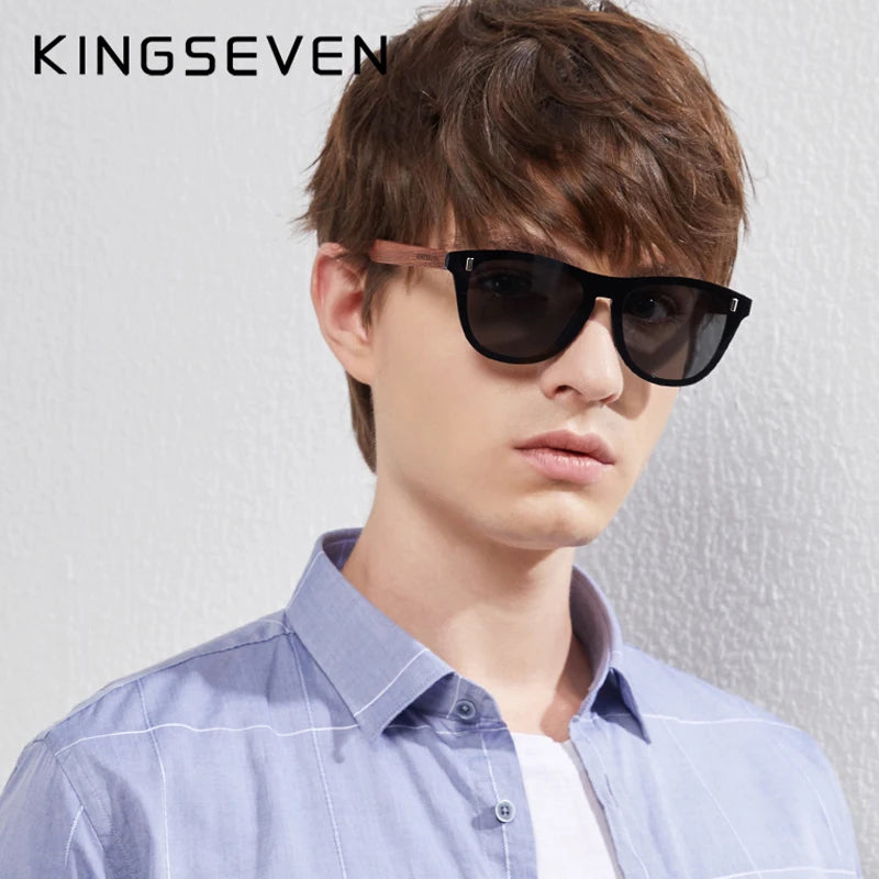 KINGSEVEN hommes lunettes de soleil en bois femmes polarisées rétro lunettes de soleil bois Oculos de sol