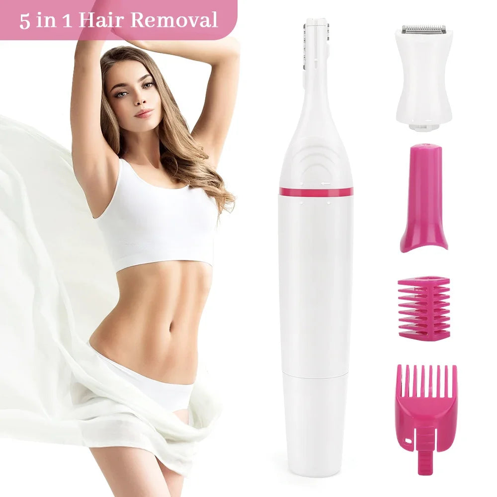 Femmes épilation électrique rasage femme Machine à raser 5 en 1 multifonction Mini rasoir tondeuse rasoir pour sourcils aisselles