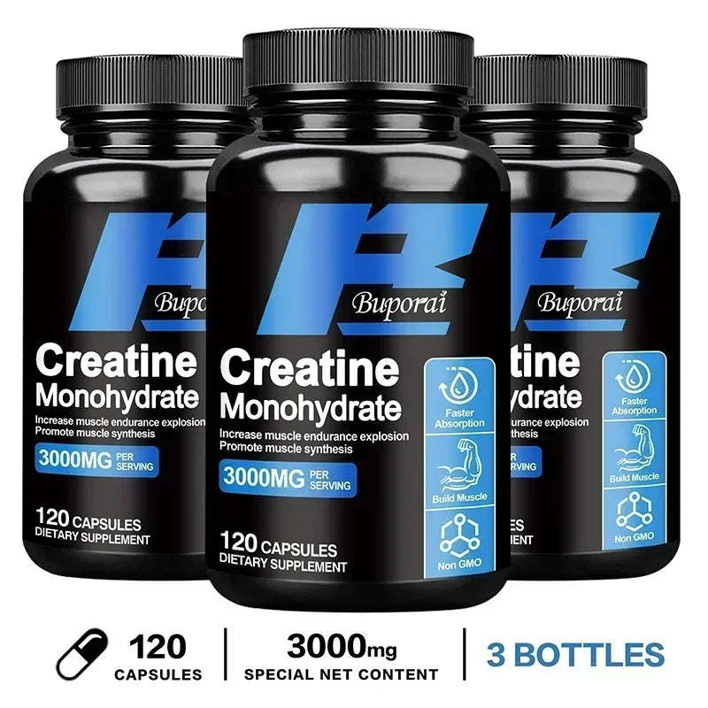 Creatine monohydrate - Improves muscle strength, promotes muscle recovery and growth, and enhances athletic performance. Vegan.