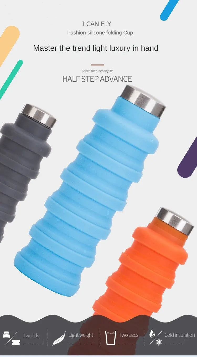 1pc Pliable Bouteille D'eau, Réutilisable Sans BPA Silicone Pliable Bouteilles Portable De Noël Cadeaux, Thanksgiving Cadeaux