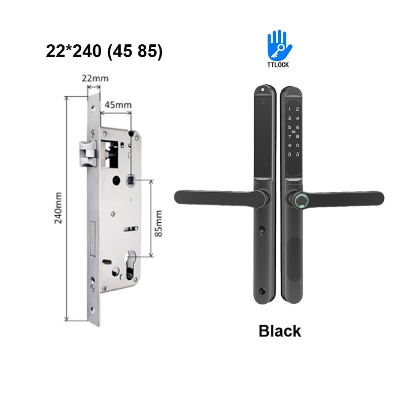 Serrure intelligente pour porte coulissante, étanche, mince, 2.8CM, mot de passe par empreinte digitale, carte IC, clé, compatible avec l'application TTlock et l'en-tête biométrique Alexa