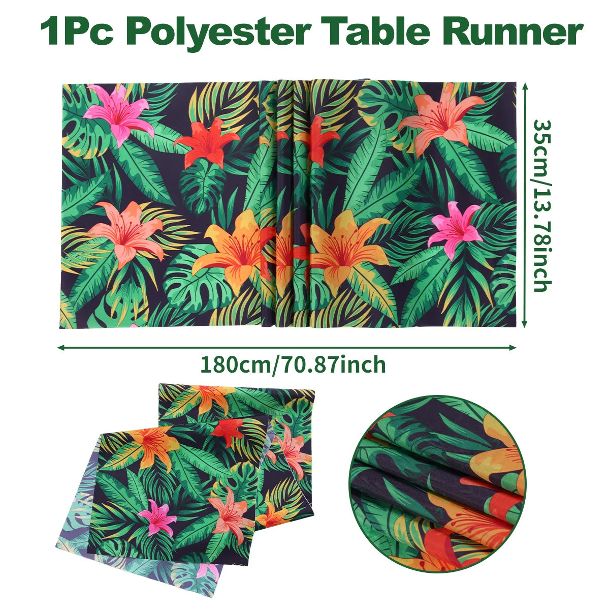 Summer Hawaiian Flower Table Runner, Flamingo Birthday Party Decor for Kids, Aloha Hawaii Tropical Party Supplies, Dining Table Decor