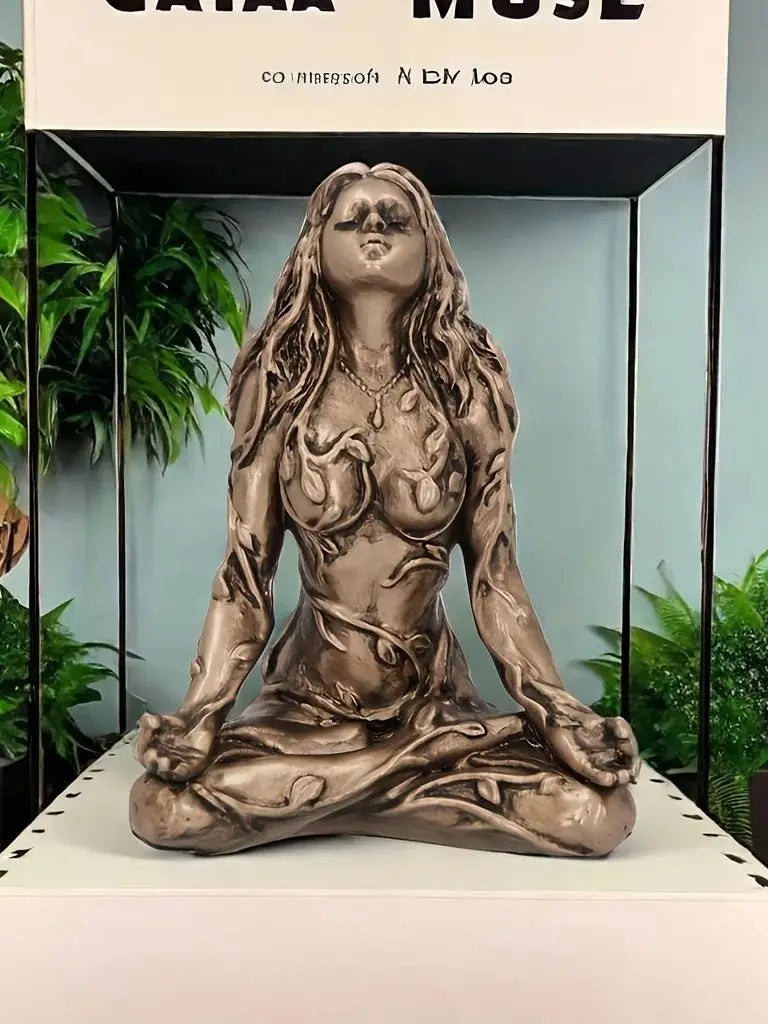 Statue de déesse, statue Gaia, Nature de la terre mère, statue de lune, statue d'esprit de sorcière en résine, décoration de salle de maison, décoration de jardin