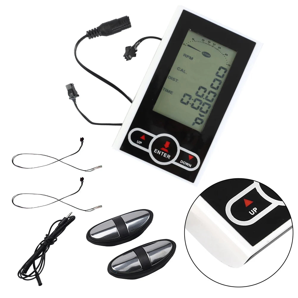 Moniteur de vélo d'exercice, compteur de vitesse, vélo stationnaire, entraîneur elliptique, affichage, équipement de gymnastique, accessoires