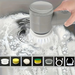 Épurateur électrique à rotation pour le nettoyage de la salle de bain et de la cuisine! Avec 5 têtes de brosse de nettoyage électriques idéales pour baignoire, évier de fenêtre de carrelage