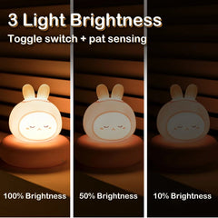 Veilleuse en forme d'animal mignon pour enfants, 3 niveaux, variable, lampe de couchage, commande tactile, veilleuse pour l'allaitement, décor pour tout-petits
