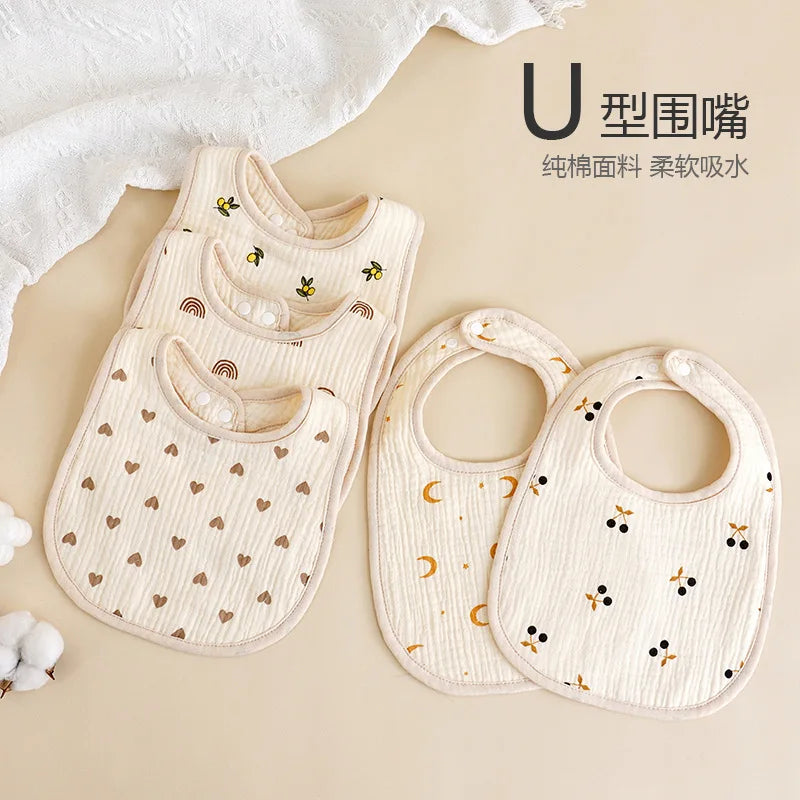 Bavoirs en gaze en forme de U pour bébé, 6 couches, serviette de salive en coton, tissus pour nouveau-né, écharpe Bandana pour garçon et fille, bavoir d'alimentation, nouvelle collection