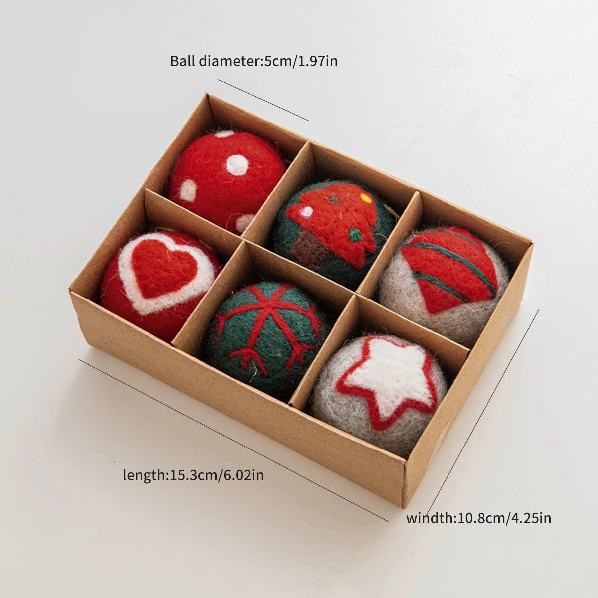 6 felt Christmas decoration balls, small hanging snowflakes, snowman garland, Christmas tree decorations, Christmas gifts