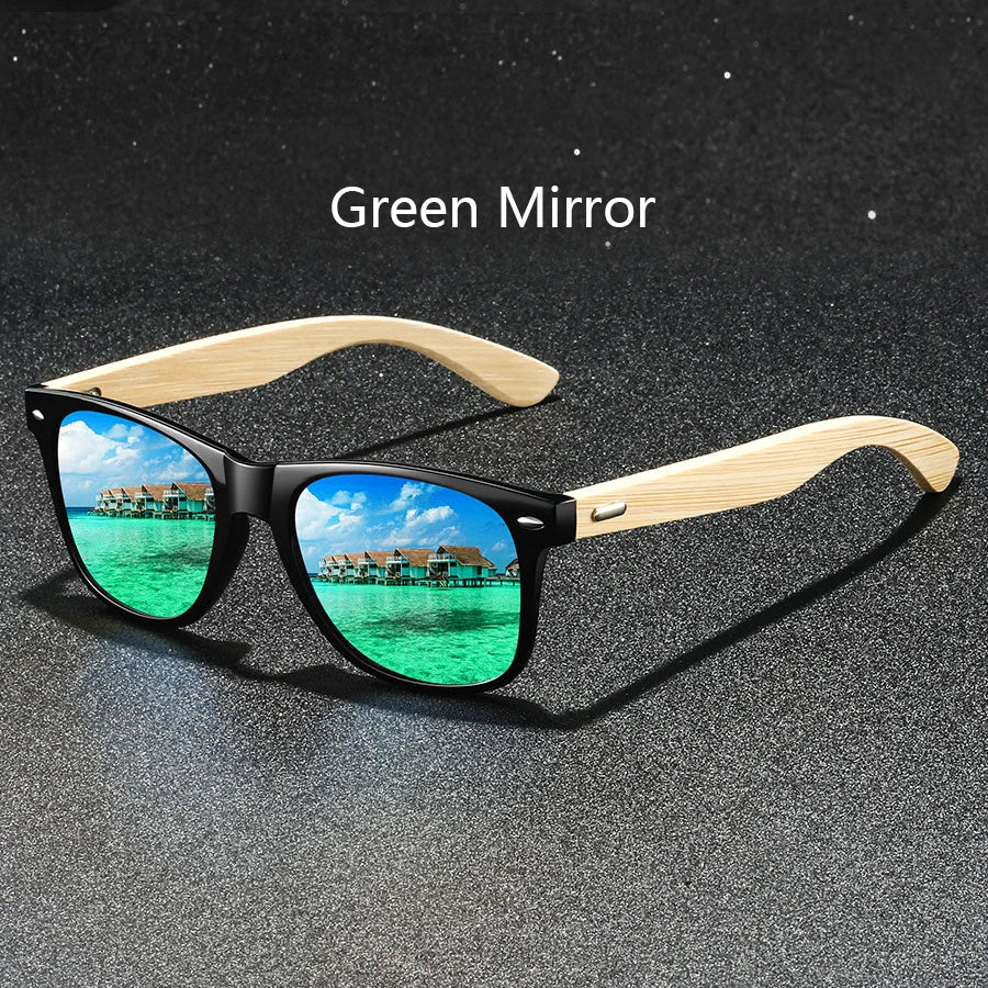 4 pièces mode carré unisexe bambou bois Vintage lunettes de soleil pour hommes femmes conduite pêche marque concepteur lunettes de soleil homme UV400
