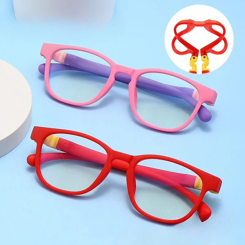 Children's silicone blue light blocking glasses, computer glasses, ultra-light frame, eye protection glasses, for kids, boys, and girls