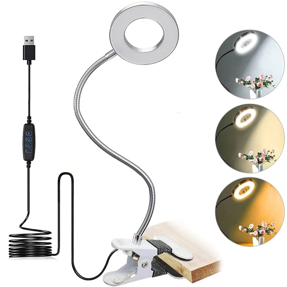 48 LED lampe de bureau Clip USB livre lumière chevet 360 °   Protection oculaire flexible, lampe de lecture à col de cygne, luminosité réglable, niveau 3