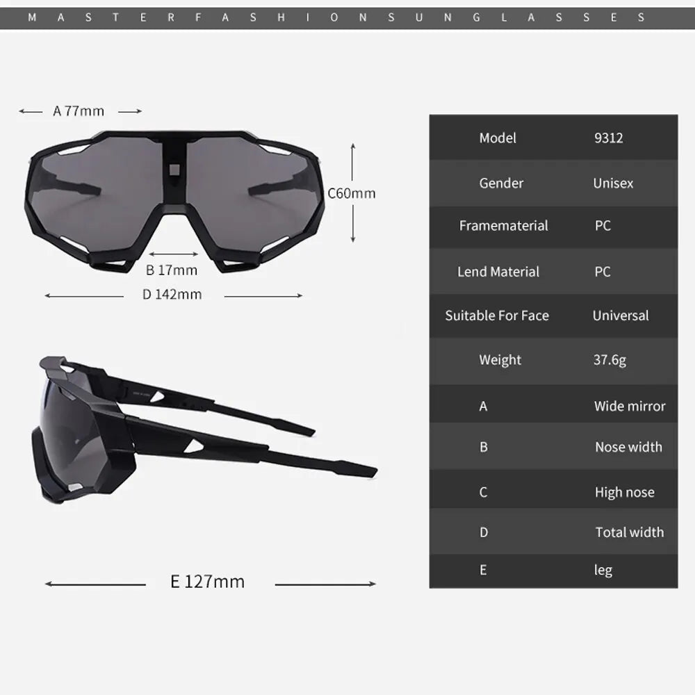 Lunettes de soleil de cyclisme en plein air pour hommes et femmes, lunettes de protection UV400, lunettes de sport coupe-vent, équitation, pêche, course, randonnée