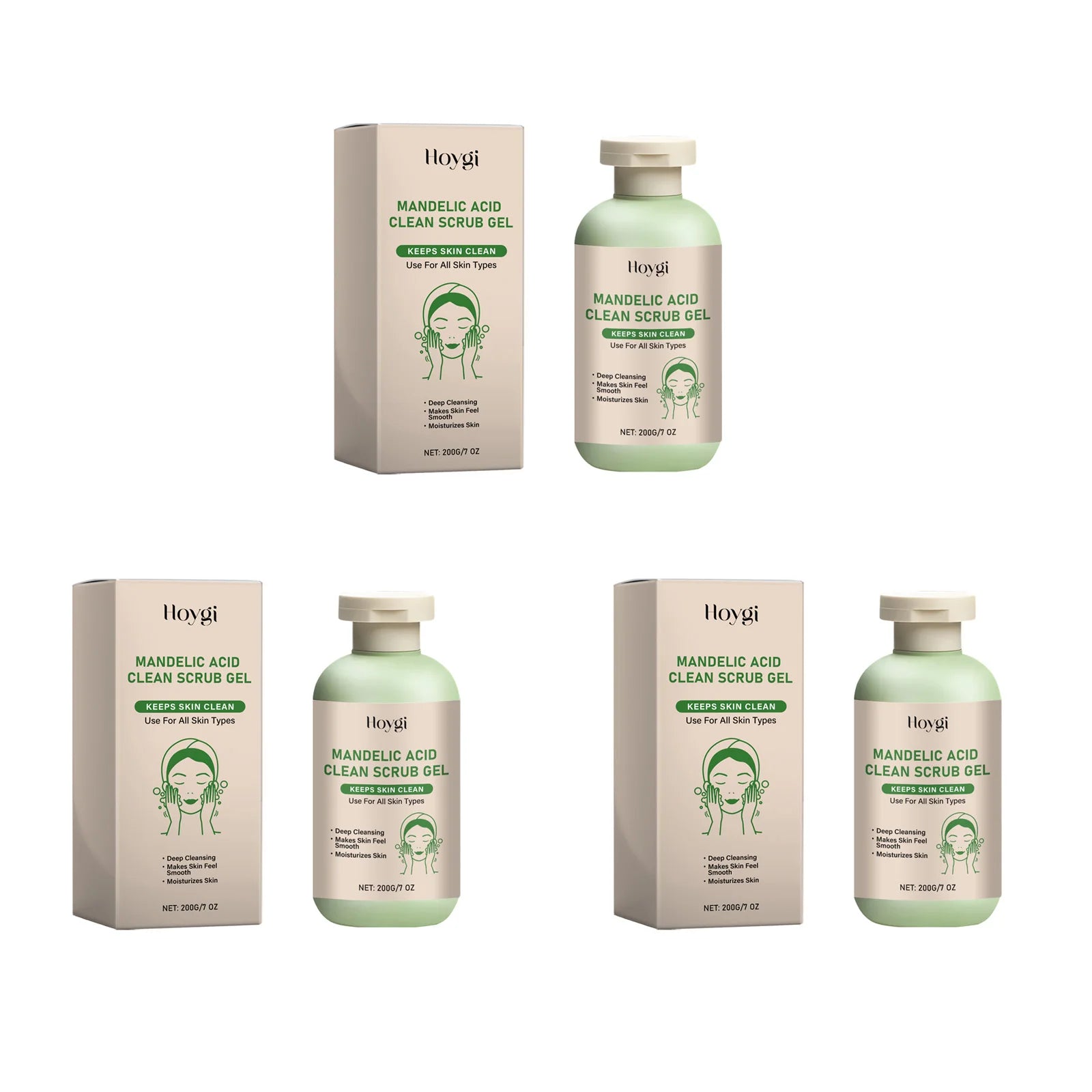Gel gommage propre pour le corps à l'acide mandélique, exfoliant doux, dissolvant de peau morte, lissant, soins pour la peau, hydratant, nettoyage en profondeur