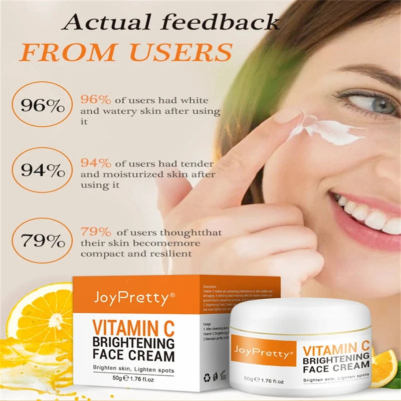Crème éclaircissante pour le visage à la vitamine C, hydratante, émolliente, élimination des taches foncées, raffermissante, Anti-vieillissement, réparation, soins pour la peau