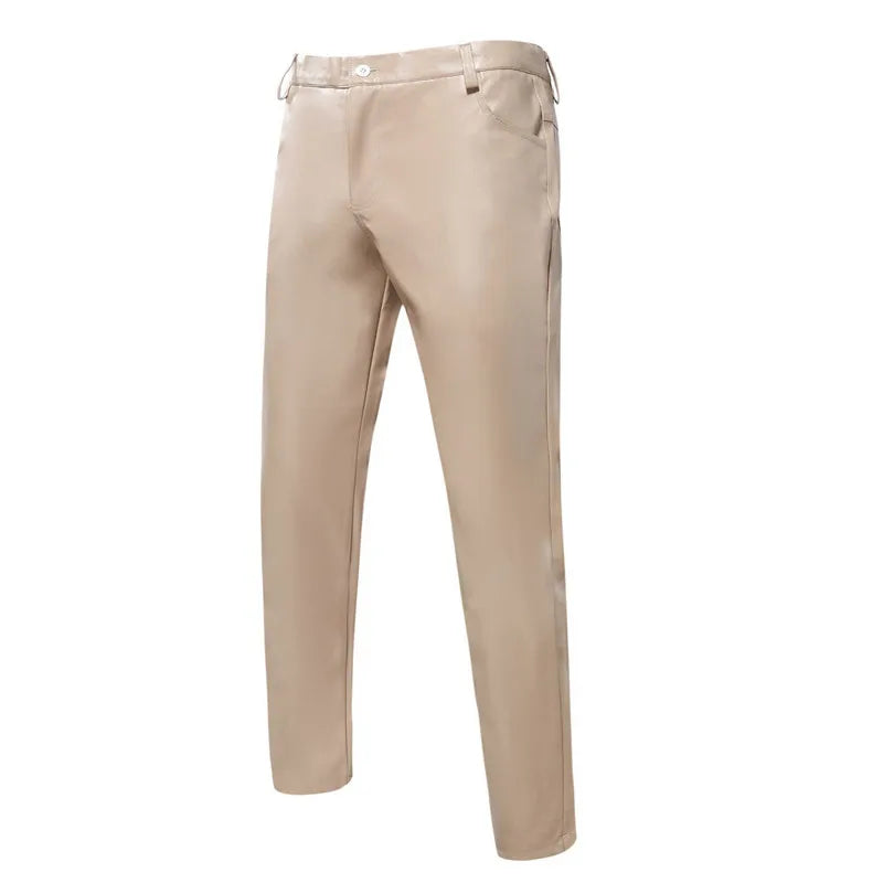 Pantalon en cuir PU pour hommes, Slim, à la mode, rouge, bleu, noir, gris, blanc, nouvelle collection 2024